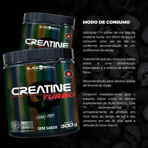 Creatina Black Skull Creatine Turbo Caveira Preta