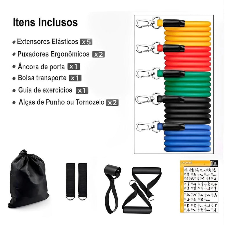 Kit 11 Peças de Elástico para Exercícios